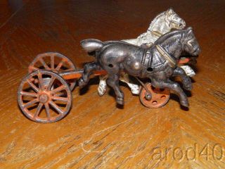 Hubley Arcade Kenton? Cast Iron Dual Horse Drawn Hitch With Wheels Early Look