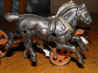 HUBLEY ARCADE KENTON? CAST IRON DUAL HORSE DRAWN HITCH WITH WHEELS EARLY LOOK 3