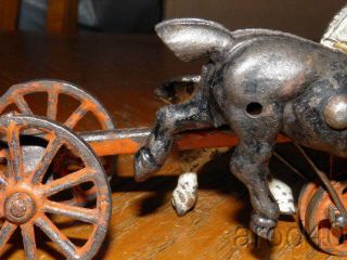 HUBLEY ARCADE KENTON? CAST IRON DUAL HORSE DRAWN HITCH WITH WHEELS EARLY LOOK 4
