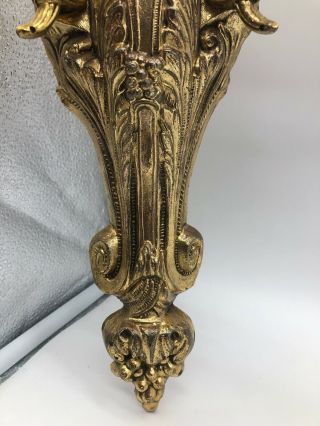 Large Vtg Gold Gilded Cherub Old French Wall Sconce 5