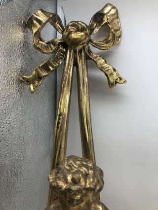 Large Vtg Gold Gilded Cherub Old French Wall Sconce 6