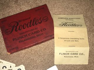 Vintage 1912 The Game of Roodles Flinch Card Co swastika,  shamrock,  wishbone 6
