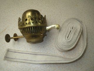 An Antique Brass Double Duplex Oil Lamp Burner With 70 " Wick