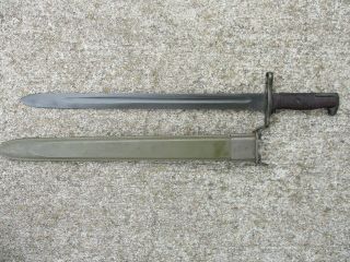 Us Army Wwii 1905/42 Bayonet Made By U.  F.  H.  And Dated 1942 With Scabbar