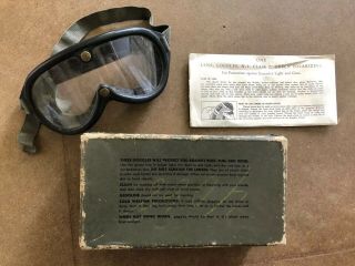 Vintage Us Army Surplus Goggles,  Sun,  Wind And Dust W/box And Insert