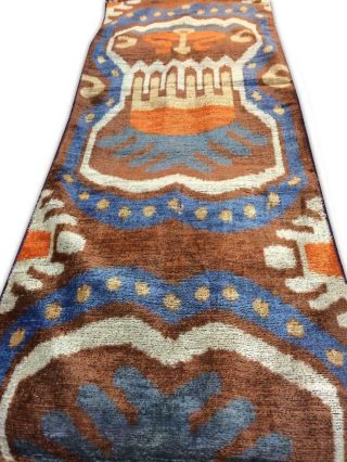 Uzbek Pure Silk Ikat Handcrafted Abr Velvet Fabric Bakhmal By Meter R046