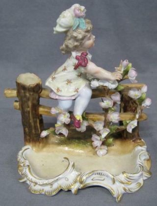 Antique Late 1800s Sitzendorf Dresden Germany Figurine Of A Girl