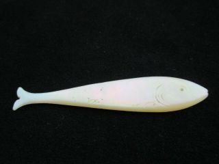 Antique 19th Century Chinese Mother Of Pearl Fish Gaming Counter Token Carved