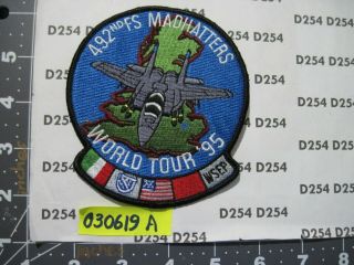 Usaf Air Force Squadron Patch 492nd Fighter Sqdn Madhatters World Tour 1995