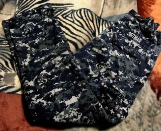 Vintage Us Navy Blue Camouflage Trouser Adult S Reg Cargo Camo Pants