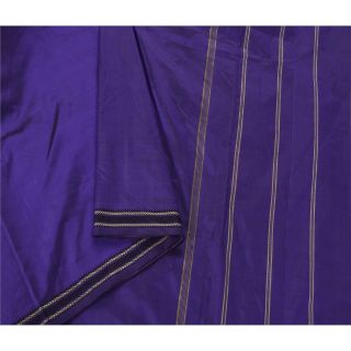 Sanskriti Vintage Blue Saree Pure Silk Woven Craft 5 Yard Soft Fabric Sari