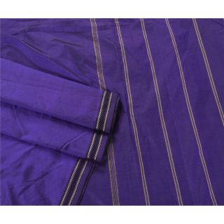 Sanskriti Vintage Blue Saree Pure Silk Woven Craft 5 Yard Soft Fabric Sari 3