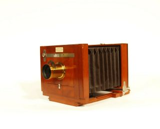 Near 1888 Rochester Optical Antique Plate Camera w/Tripod,  Wood Case,  More 3