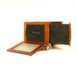 Near 1888 Rochester Optical Antique Plate Camera w/Tripod,  Wood Case,  More 6