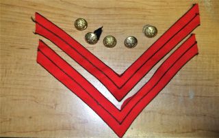 Us Artillery Corporal Chevrons Plus 5 Coat Buttons With Eagle Insignia