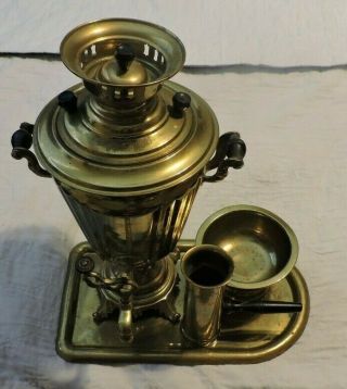 Antique/Vintage Brass/Copper Hot Water Samovar Urn Set - Multi Hallmarks - Russian? 3