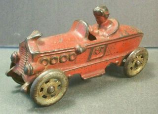 Vintage 1930s Ac Williams Cast Iron Toy Boat - Tail Racer Race Car 5.  25 " 85 Paint