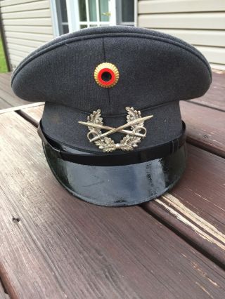 Vtg 1978 Size 57 Bundeswehr Officer Hat Crossed Sword Pin West German Cold War
