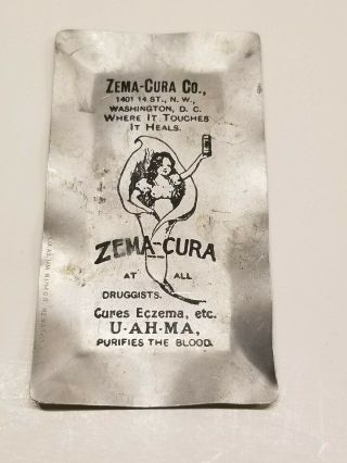 Rare C 1900 Small Aluminum Zima Cura Quack Medicine Tip Tray Washington,  Dc
