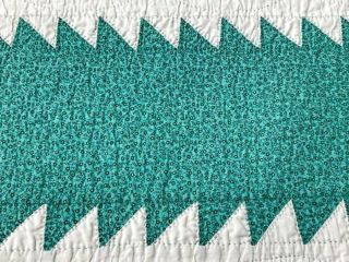 Country Cabin c 1930s Tree Everlasting QUILT Table Runner Vintage GREEN 46 x 17 2