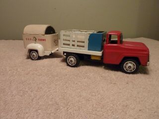 Sss Japanese Tin Friction Farm Truck With Horse Trailer