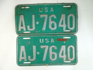 Vintage 1970s Us Army Forces Military Vehicle License Plate Set Germany Car Old
