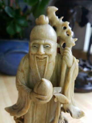 Antique Chinese Soapstone Carved Taoist Daoist Monk Sage Figure China