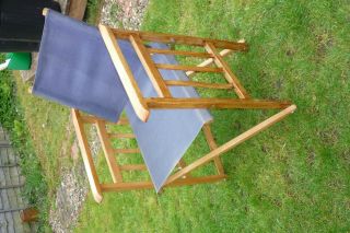 Vintage Wooden Blue Canvas Directors Chair