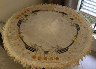 Arts And Crafts Embroidered Table Cloth