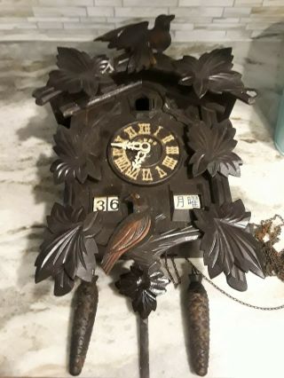 Antique Rare Poppo Wooden Cuckoo Clock.  Please