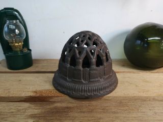 Vintage Cast Iron Tea Light Candle Holder / Lamp Dome Design
