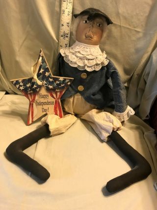 Primitive 4 Th Of July George Washington Doll
