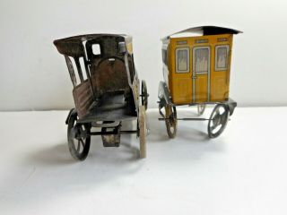 German ISSMAYER Tin Windup Clockwork Floor Train Steam Engine Coach Toys 1920s 4