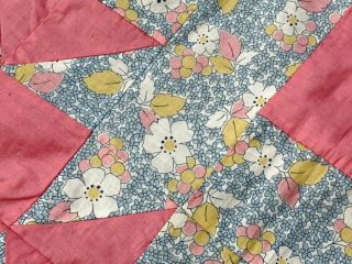 Vintage PA Star Patch QUILT Top Pink Feedsack 3