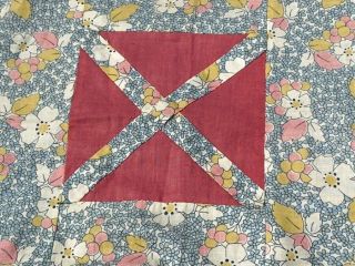 Vintage PA Star Patch QUILT Top Pink Feedsack 5