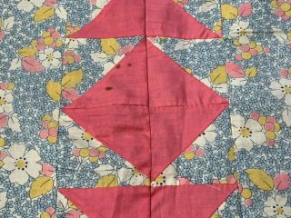Vintage PA Star Patch QUILT Top Pink Feedsack 6