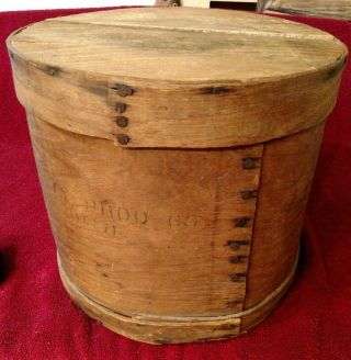 Primitive Vintage Wooden Bent Wood Circular Round Pantry Box & Lid Columbus Ohio