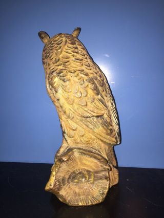 Mid century Large Brass Owl Statue Vintage Metal Art Eames Era 4