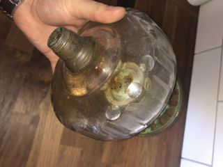 ANTIQUE GLASS OIL LAMP RESERVOIR WITH DUPLEX IMPROVED DOUBLE BURNER 6