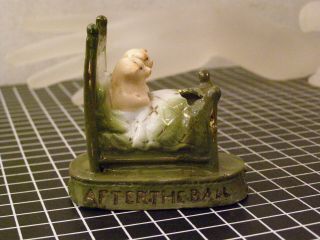 ANTIQUE GERMAN PORCELAIN PIGS IN BED AFTER THE BALL FAIRING STILL BANK RARE? 4