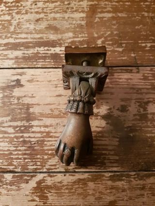 Antique Victorian Hand Holding Ball Door Knocker Brass/bronze