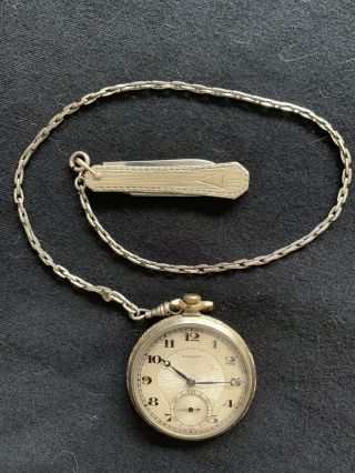 Vintage Longines 15 Jewel Pocket Watch With Chain And Pocket Knife