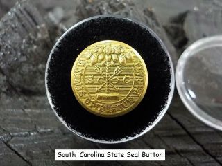 Old Rare Vintage Antique Relic War South Carolina State Seal Button Case