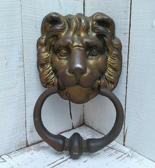 Vintage Brass Lion Head Door Knocker Made In England