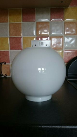 Vintage White / Milk Glass Globe Oil Lamp Shade,  Duplex Burner,  4 " Fitter