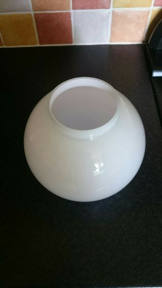 Vintage White / Milk Glass Globe Oil Lamp Shade,  Duplex Burner,  4 