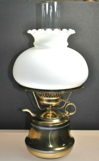 Vintage " Oil Can " Design Brass Tone Hurricane Desk/table Lamp 13 - 3/4 " Tall