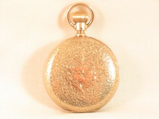 STUNNING FANCY 10K SOLID GOLD ELGIN 1884 ANTIQUE POCKET WATCH - 2