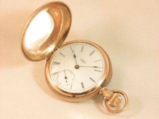 STUNNING FANCY 10K SOLID GOLD ELGIN 1884 ANTIQUE POCKET WATCH - 5