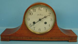 VTG Seth Thomas Germany 8 Day Lynton 2W Tambour Mahogany Mantle Clock W Key 2